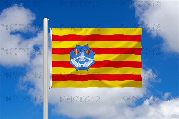 The flag of Menorca, Island, Balearic Islands, Spain, Europe, EU, Studio, Europe