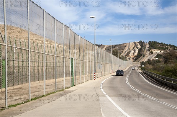 High security fences separate the Spanish exclave of Melilla, Spain from Morocco, north Africa, January 2015