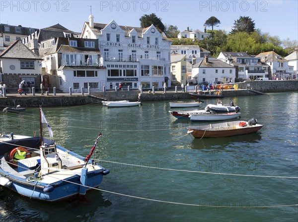 Historic buildings around the harbour, St Mawes, Cornwall, England, UK