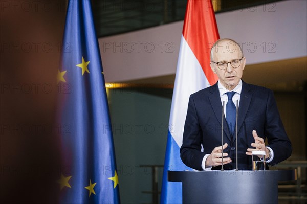 Federal Chancellor Olaf Scholz (SPD) and Luc Frieden, Prime Minister of the Grand Duchy of Luxembourg, give a press conference after talks at the Federal Chancellery in Berlin, 8 January 2024