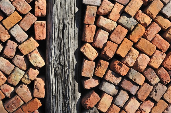 Stacked bricks at brickworks, Boom, Belgium, Europe