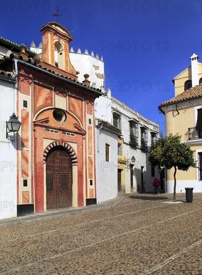 Attractive historic doorway and buildings in old inner city, Cordoba, Spain, Europe