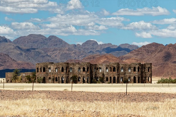 Le Mirage Desert Lodge & Spa, Old ruin stands alone in the desert landscape, Traveldestination, Namibia, Africa