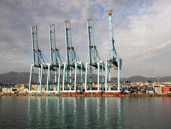 Large cranes APM Terminals container ship port at Algeciras, Cadiz Province, Spain, Europe