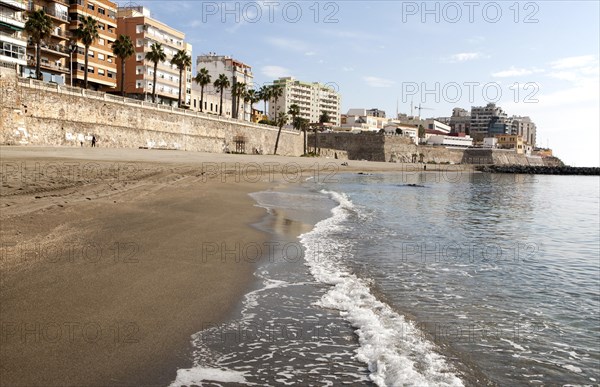 Sandy beach Calle Independencia, Ceuta, Spanish territory in north Africa, Spain, Europe