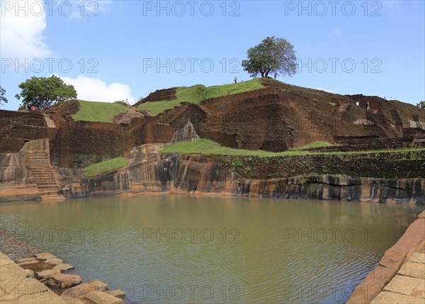 Bathing pool in rock palace fortress on rock summit, Sigiriya, Central Province, Sri Lanka, Asia