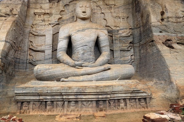 Seated Buddha figure, Gal Viharaya, UNESCO World Heritage Site, the ancient city of Polonnaruwa, Sri Lanka, Asia