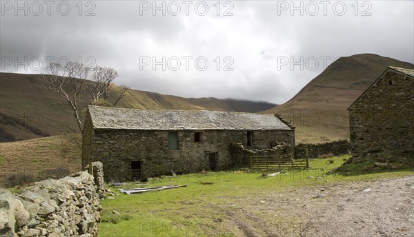 Traditional stone barn Martindale valley, Lake District national park, Cumbria, England, UK