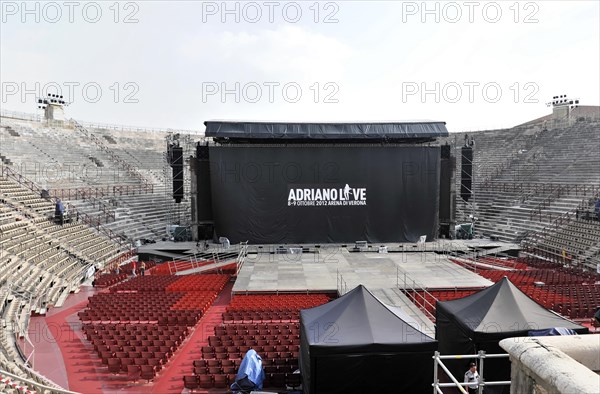 Stage, seating in the Arena di Verona, Verona, Veneto, Italy, Europe