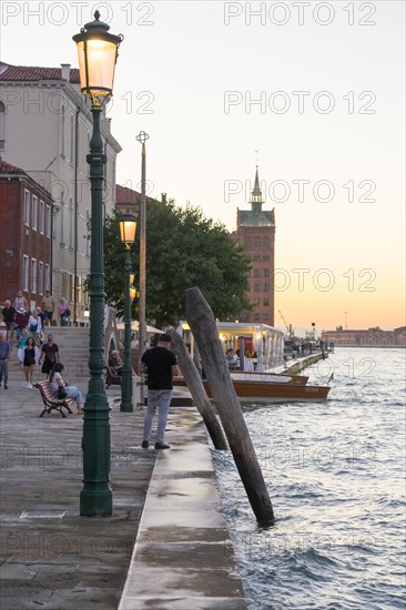 Restaurant on the waterfront of the Guidecca Canal, Dorsoduro district, Venice, Veneto, Italy, Europe