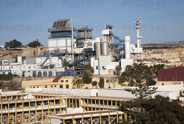 Power station and cemetery Melilla autonomous city state Spanish territory in north Africa, Spain, Europe