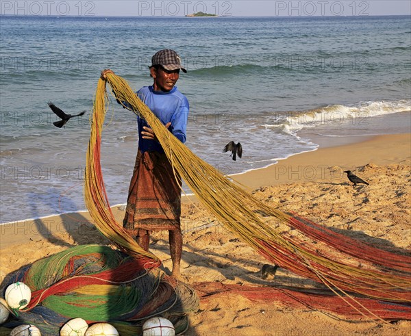 Traditional fishing hauling nets Nilavelli beach, near Trincomalee, Eastern province, Sri Lanka, Asia