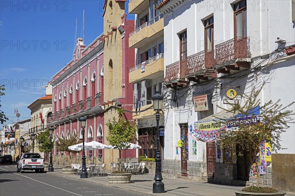 Colonial buildings at the plaza Luis de Fuentes y Vargas in the city Tarija, Cercado, southern Bolivia