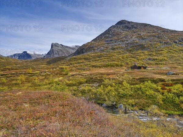 Autumn in Reinheimen National Park, mountains in Valldalen valley, Stigbotthornet mountain, More og Romsdal, Norway, Europe