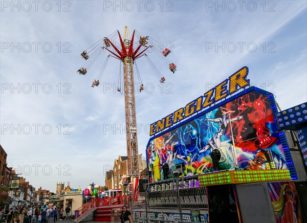 Mops fair fairground, High Street, Marlbrough, Wiltshire, England, UK October 7th 2023