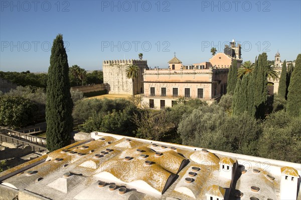 Historic palace building, Palacio de Villavicencio and gardens in the Alcazar, Jerez de la Frontera, Spain, Europe