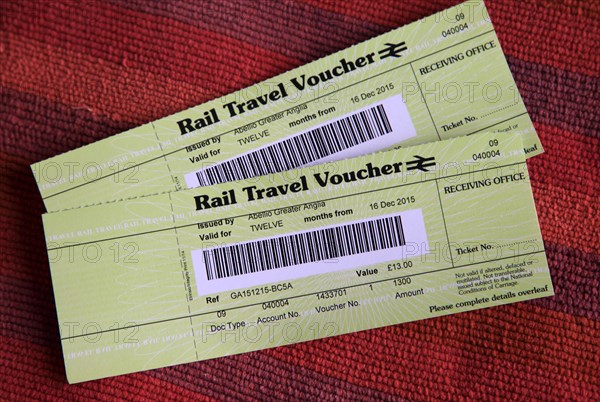 Two rail travel vouchers, UK