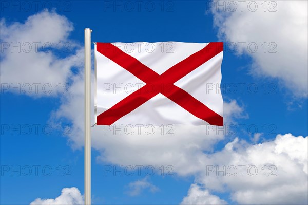 The flag of Alabama, state in the south-east of the USA, studio