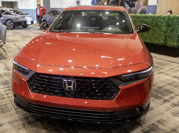 Pontiac, Michigan USA, 4 January 2024, The Honda Accord Hybrid Sport was runner-up for the North American Car of the Year award. The annual North American Car, Truck and Utility Vehicle of the Year (NACTOY) awards are judged by a panel of professional automotive journalists