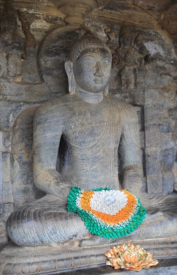 Seated Buddha figure, Gal Viharaya, UNESCO World Heritage Site, the ancient city of Polonnaruwa, Sri Lanka, Asia