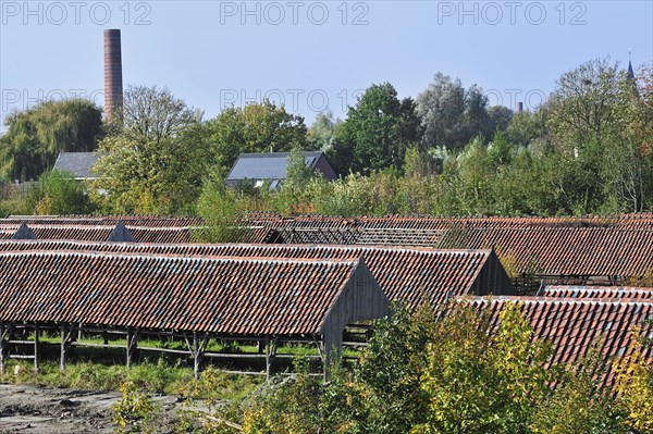 Drying yards at brickworks, Boom, Belgium, Europe