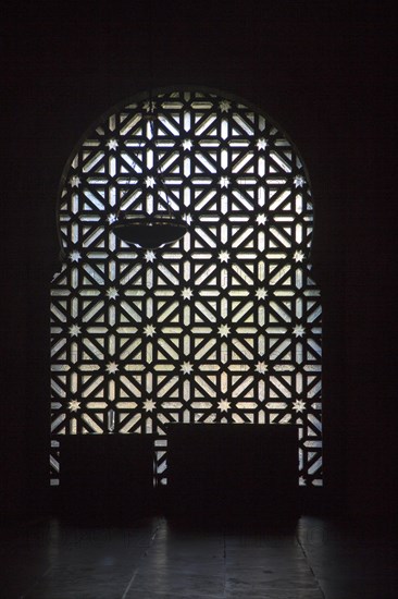 Silhouette pattern of metalwork on one of the doorways to the former Great Mosque, Cordoba, Spain, Europe