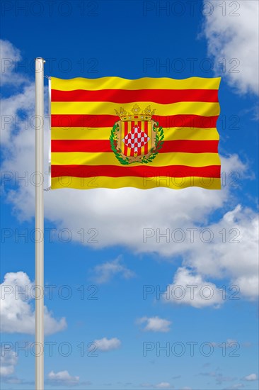 The flag of Girona, Spain, Europe, Studio, Europe