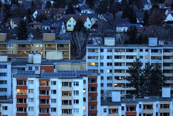 View of tower blocks and apartment blocks in the Neukoelln district of Berlin. The rise in rents in German cities has increased again in the past year, Berlin, 16.01.2023