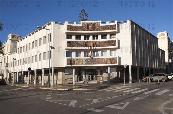 Government office with history mural Melilla autonomous city state Spanish territory in north Africa, Spain, Europe