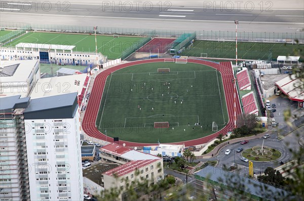 Gibraltar, British terroritory in southern Spain Victoria stadium since 2014 a venue for international soccer matches as Gibraltar has been accepted by FIFA for inclusion in the 2016 European championship tournament, Europe