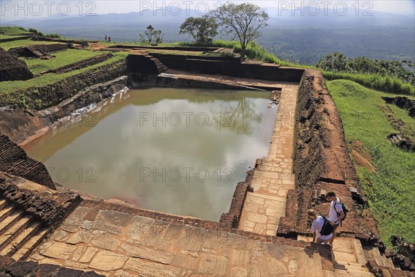 Bathing pool in rock palace fortress on rock summit, Sigiriya, Central Province, Sri Lanka, Asia