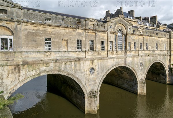 Pulteney Bridge, River Avon, Bath, North east Somerset, England, UK architect Robert Adam 1774