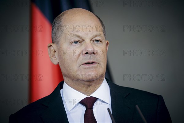 Federal Chancellor Olaf Scholz at a press conference following talks with Luc Frieden, Prime Minister of the Grand Duchy of Luxembourg, at the Federal Chancellery in Berlin, 8 January 2024