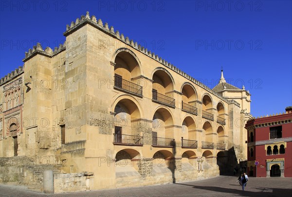 Symmetrical pattern of balconies in the historic Great Mosque Mezquita complex of buildings, Cordoba, Spain, Europe