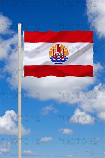 The flag of Tahiti, island in French Polynesia, South Seas, Studio