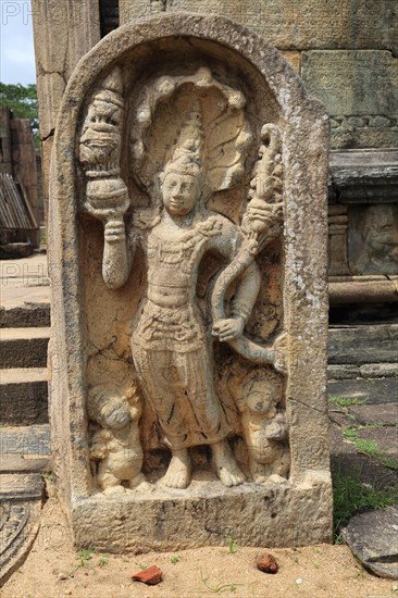 Carved stone figure, The Quadrangle, UNESCO World Heritage Site, the ancient city of Polonnaruwa, Sri Lanka, Asia