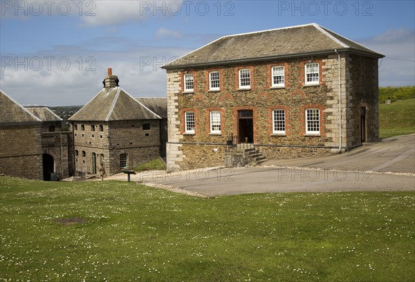 Historic buildings at Pendennis Castle, Falmouth, Cornwall, England, UK