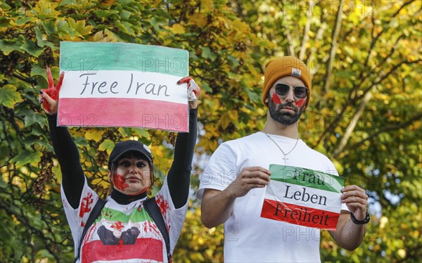 Thousands of Iranians demonstrate in Berlin to support the protests in Iran. The demonstration was called by the Woman Life Freedom Collective, Berlin, 22.10.2022