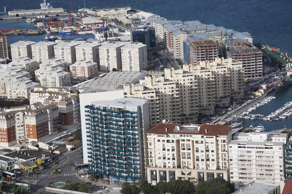 High density modern apartment block housing, Gibraltar, British overseas territory in southern Europe, Europe