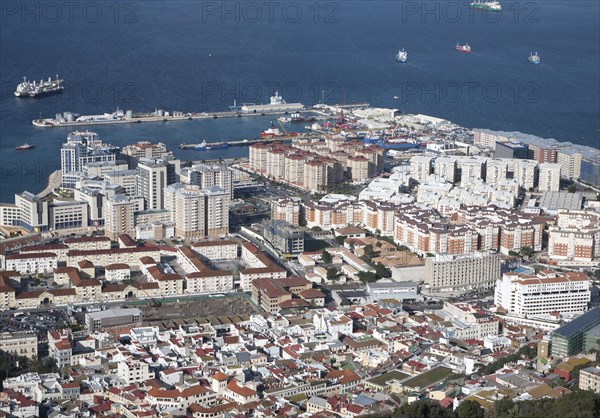 High density modern apartment block housing, Gibraltar, British overseas territory in southern Europe, Europe
