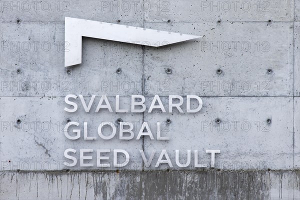 Entrance to the Svalbard Global Seed Vault, largest seed bank in the world and backup facility for the crop diversity near Longyearbyen, Spitsbergen