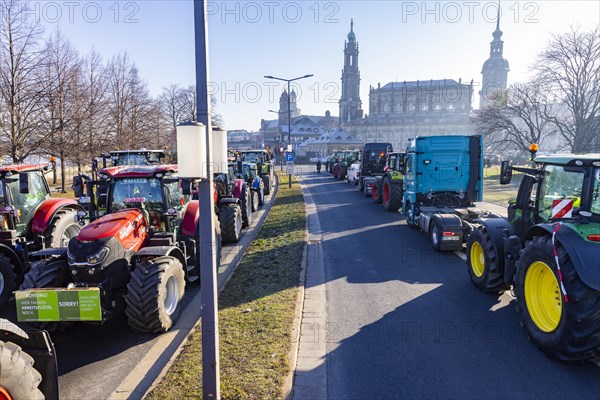 Farmers' protest action, Dresden, Saxony, Germany, Europe