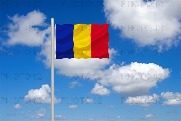 The flag of Chad, landlocked country in Central Africa, Africa, Studio