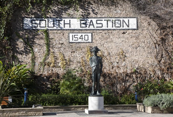 Statue of Admiral Lord Nelson at South Bastion, Gibraltar, British terroritory in southern Europe, Europe