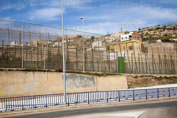 High security fences separate the Spanish exclave of Melilla, Spain from Morocco, north Africa, January 2015