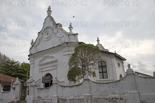 Whitewashed building Dutch Reformed Church historic town of Galle, Sri Lanka, Asia