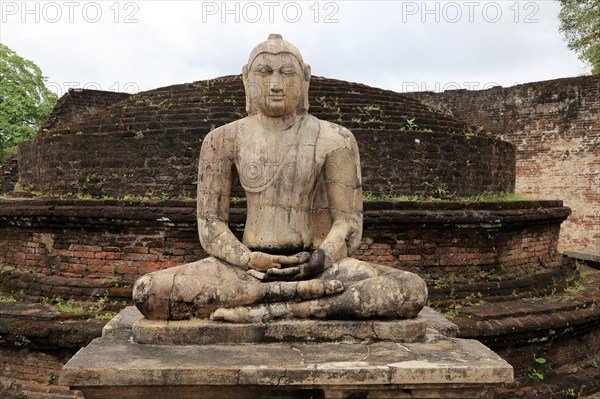 Seated Buddha in Vatadage building, The Quadrangle, UNESCO World Heritage Site, the ancient city of Polonnaruwa, Sri Lanka, Asia