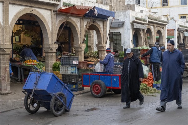 Typical street scene with shop, Essaouira, Morocco, Africa