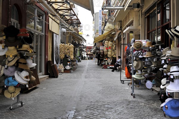In the old town of Chania, shops and souvenir shops in the old town alleys, Crete, Greece, Europe