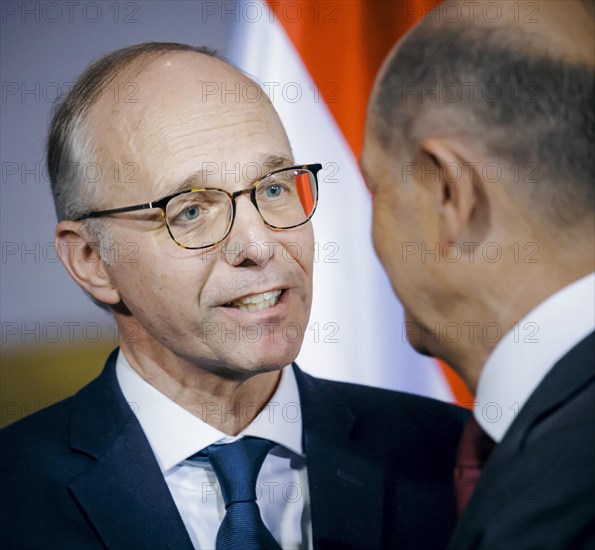 Luc Frieden, Prime Minister of the Grand Duchy of Luxembourg, recorded at a press conference after talks with Federal Chancellor Olaf Scholz at the Federal Chancellery in Berlin, 8 January 2024